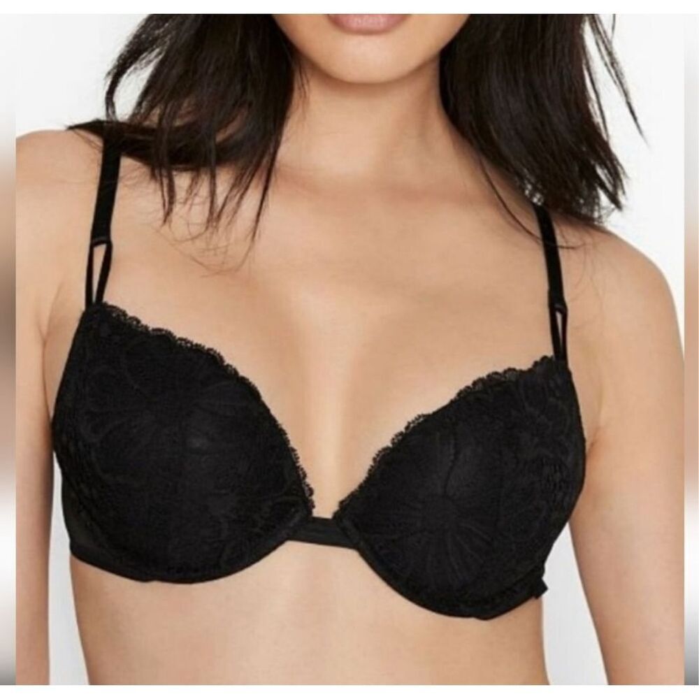 Victoria’s Secret Black Lace Push Up Bra 38DD